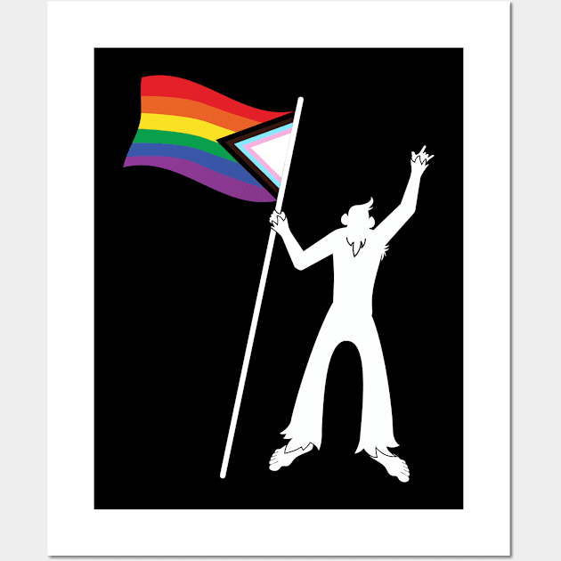 LGBTQ Bigfoot Rock On Progressive New Pride Flag Wall Art by Sonyi